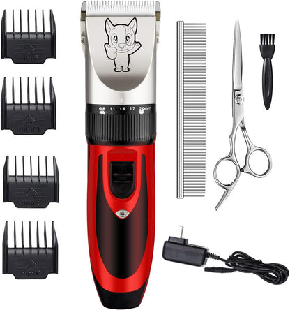 Dog Grooming Kit Clippers, Low Noise, Electric Quiet, Rechargeable, Cordless, Pet Hair Thick Coats