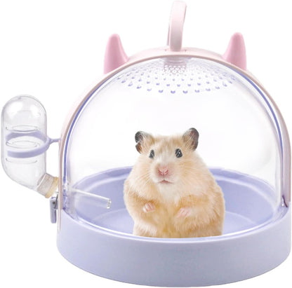 Portable Hamster Cage with Water Bottle,Hamster Carrier Cage High Permeability Travel Carry Cage