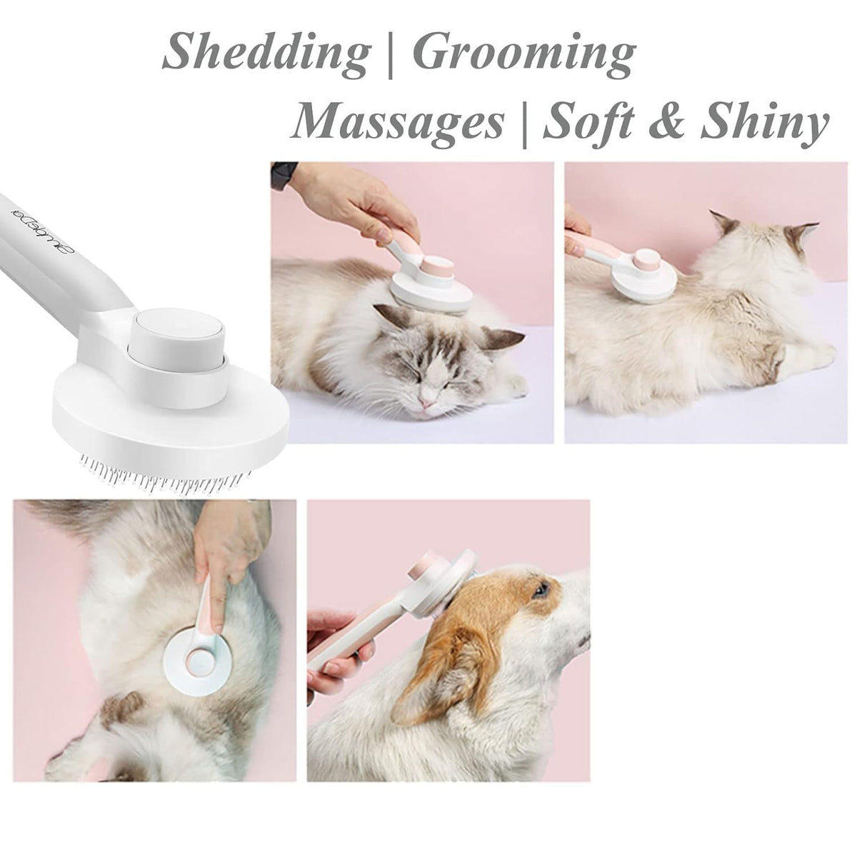 Self Cleaning Slicker Brush for Dogs and Cats, Pet Grooming Hair Brush, Removes Undercoat, Loose