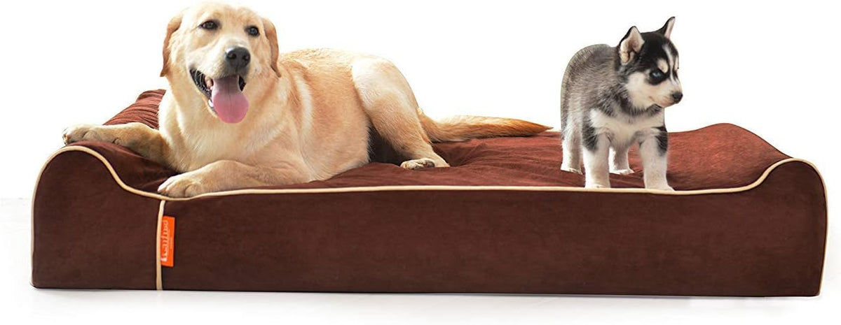 Laifug Orthopedic Memory Foam Extra Large Dog Bed Pillow(50"x36"x10", Chocolate) Durable Water