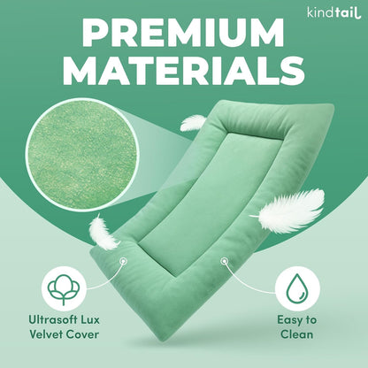 KindTail Dog Crate Pad - Soft Velvet, Reversible Bed - Machine Washable Kennel Mat for Pets up to