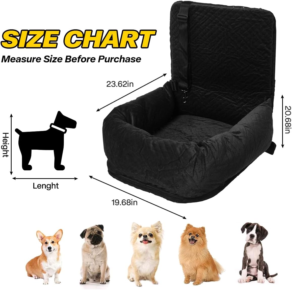 Dog Car Seat for Small Medium Dogs Up to 40lbs, Detachable Washable Soft Pet Booster Travel Bed for