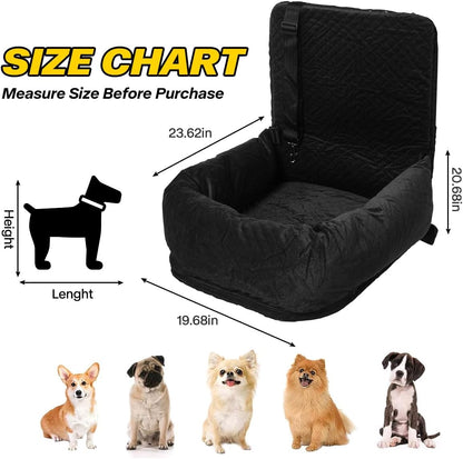 Dog Car Seat for Small Medium Dogs Up to 40lbs, Detachable Washable Soft Pet Booster Travel Bed for