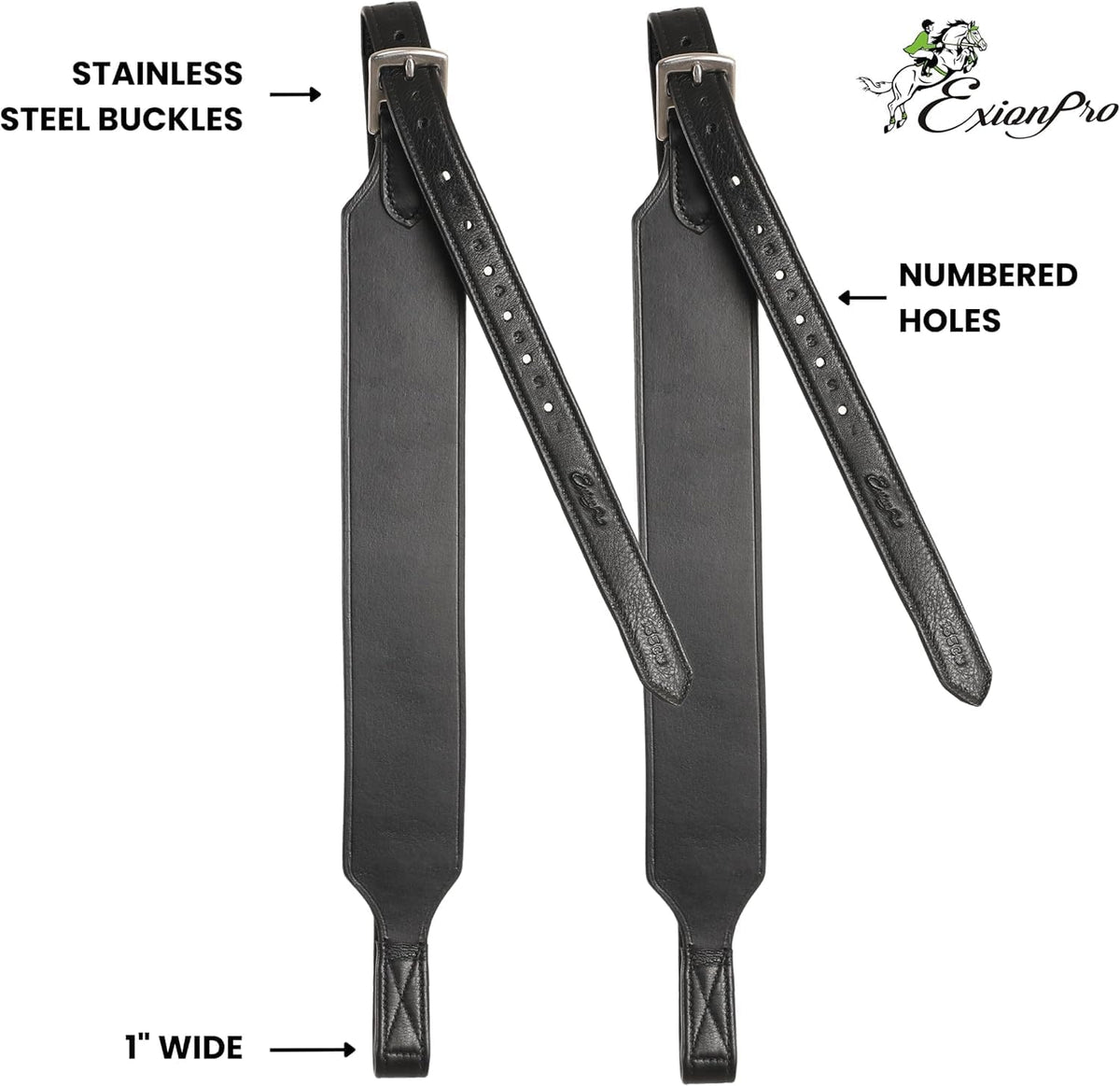 Exion Wide Stability Stirrup Leathers for English Saddles | Premium Cowhide Leather | Enhanced Leg