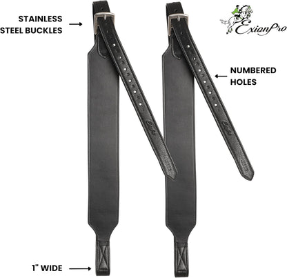 Exion Wide Stability Stirrup Leathers for English Saddles | Premium Cowhide Leather | Enhanced Leg