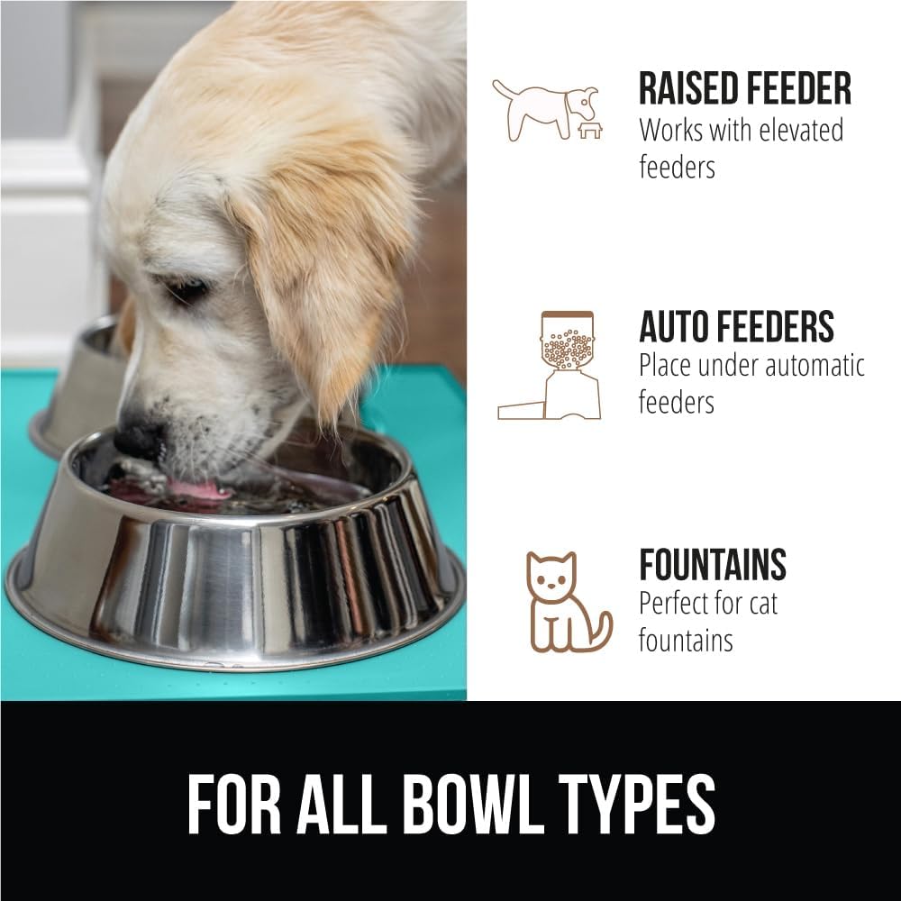 GORILLA GRIP 100% Waterproof Raised Edge BPA Free Silicone Pet Feeding Mat, Dog Cat Food Mats