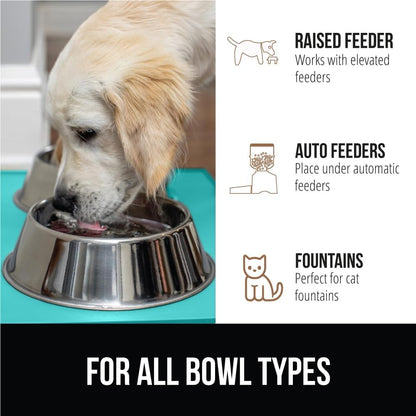GORILLA GRIP 100% Waterproof Raised Edge BPA Free Silicone Pet Feeding Mat, Dog Cat Food Mats