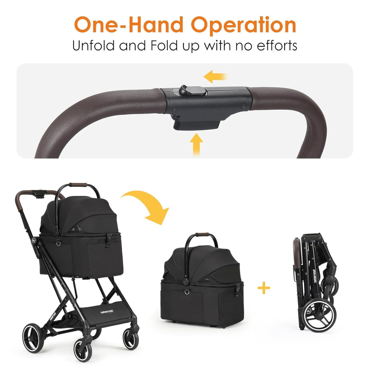 X2 Pet Stroller, Dog Cat Stroller for Small Pets Under 44lbs, Equipped with Detachable & Foldable