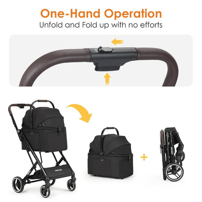 X2 Pet Stroller, Dog Cat Stroller for Small Pets Under 44lbs, Equipped with Detachable & Foldable