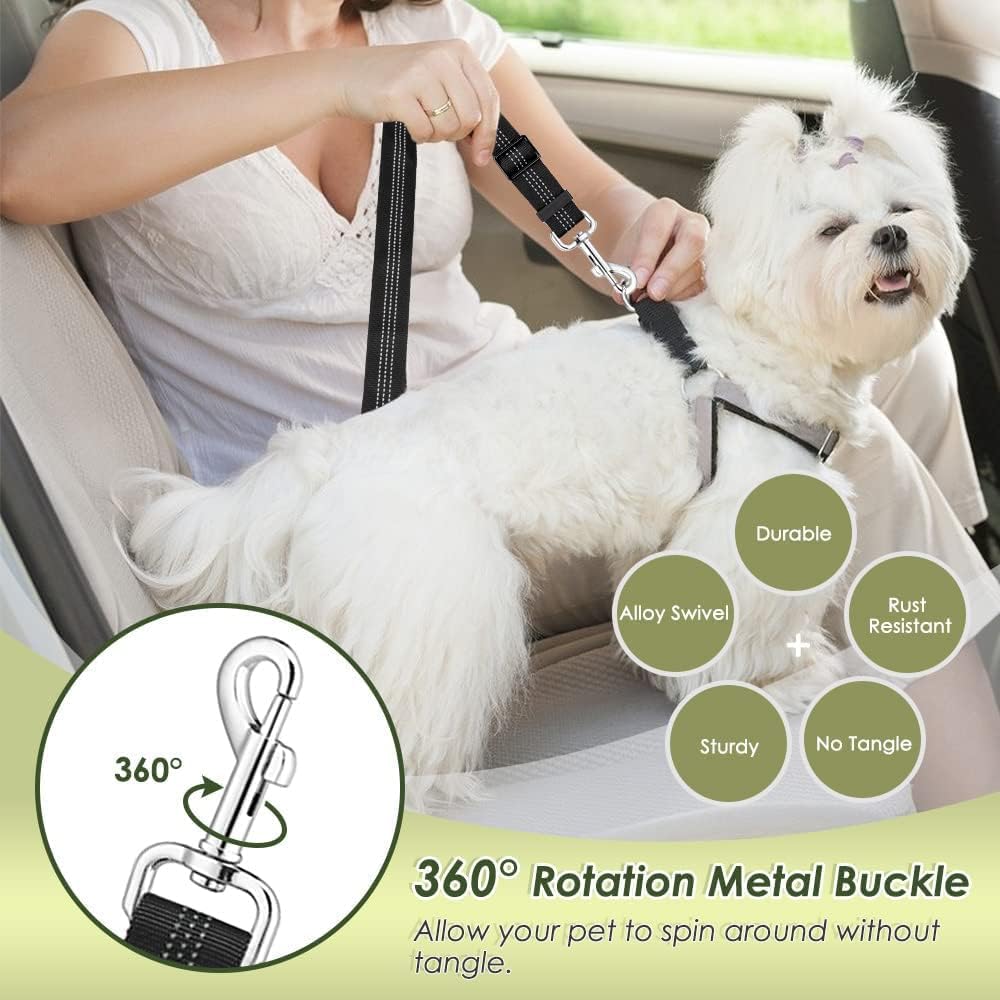 Lukovee Dog Seat Belt - Adjustable Dog Car Harness for Large, Medium & Small Dogs, Soft Padded &