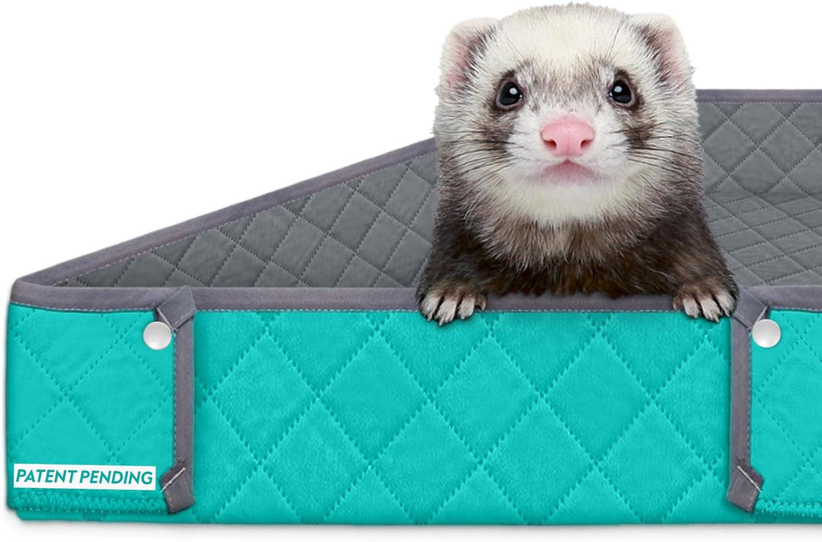 Paw Inspired Critter Box Washable Cage Liner, Reversible Fleece Bedding with Raised Sides for