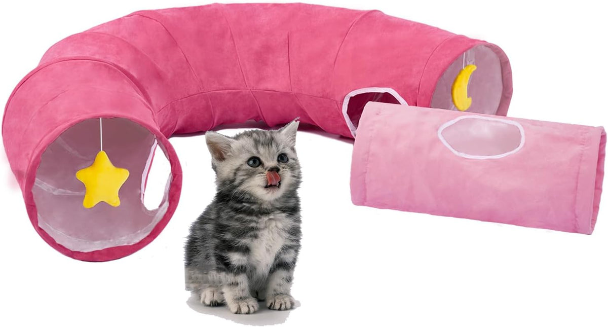 Cat Tunnel, Large Indoor Durable Collapsible Interactive Cat Tube with Peek-A-Boo Hole, Hanging