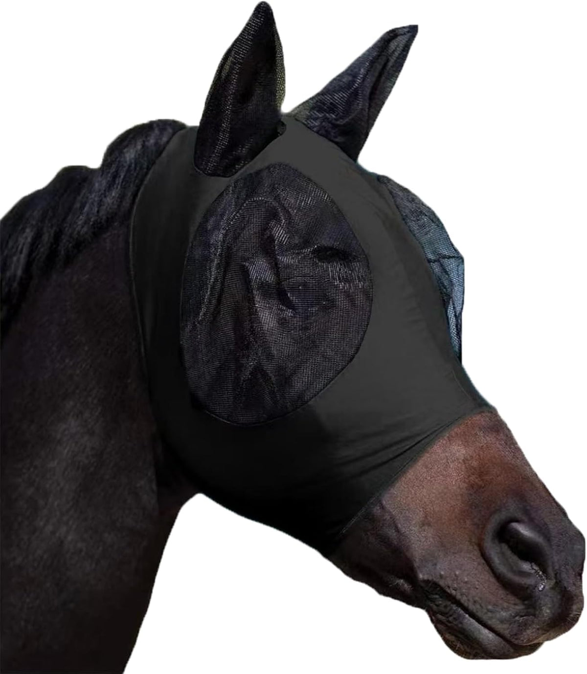 Horse Fly Mask with Ears, Comfortable Fit Stretch Fabric with UV Protection Soft on Skin