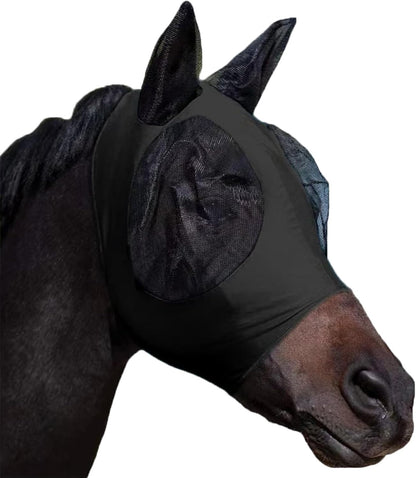 Horse Fly Mask with Ears, Comfortable Fit Stretch Fabric with UV Protection Soft on Skin