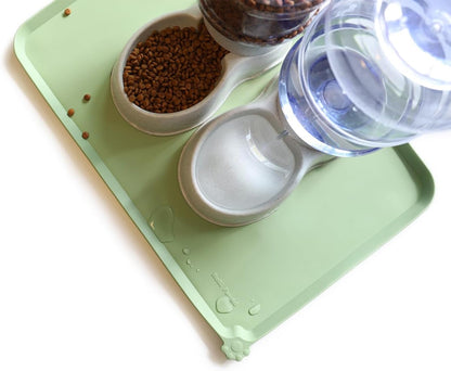 Hoki Found Large Silicone Pet Food Mats Tray - Non Slip Dog Cat Bowl Mats Placemat - Pet Feeding