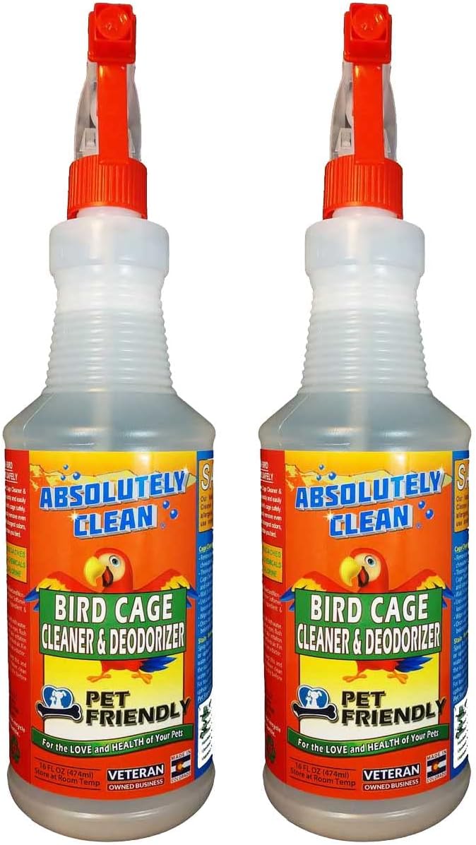 Absolutely Clean Amazing Bird Cage Cleaner and Deodorizer - Just Spray/Wipe - Safely & Easily