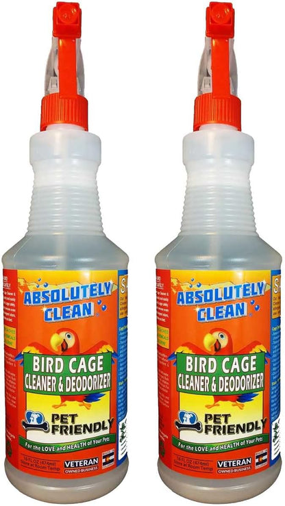 Absolutely Clean Amazing Bird Cage Cleaner and Deodorizer - Just Spray/Wipe - Safely & Easily
