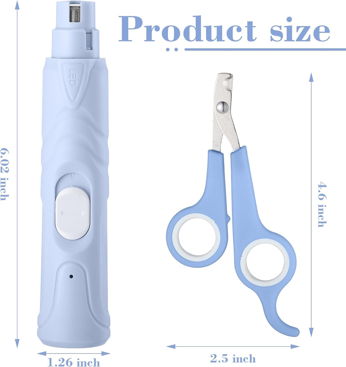 Lasnten 2 Pcs Bird Nail Grinder with Bird Nail Clipper Bird Nail Trimmer Bird Nail File with LED