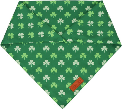 PTDECOR St.Patrick's Day Dog Bandana,Green Shamrock Reversible Holiday Dog Scarf, Multi Size