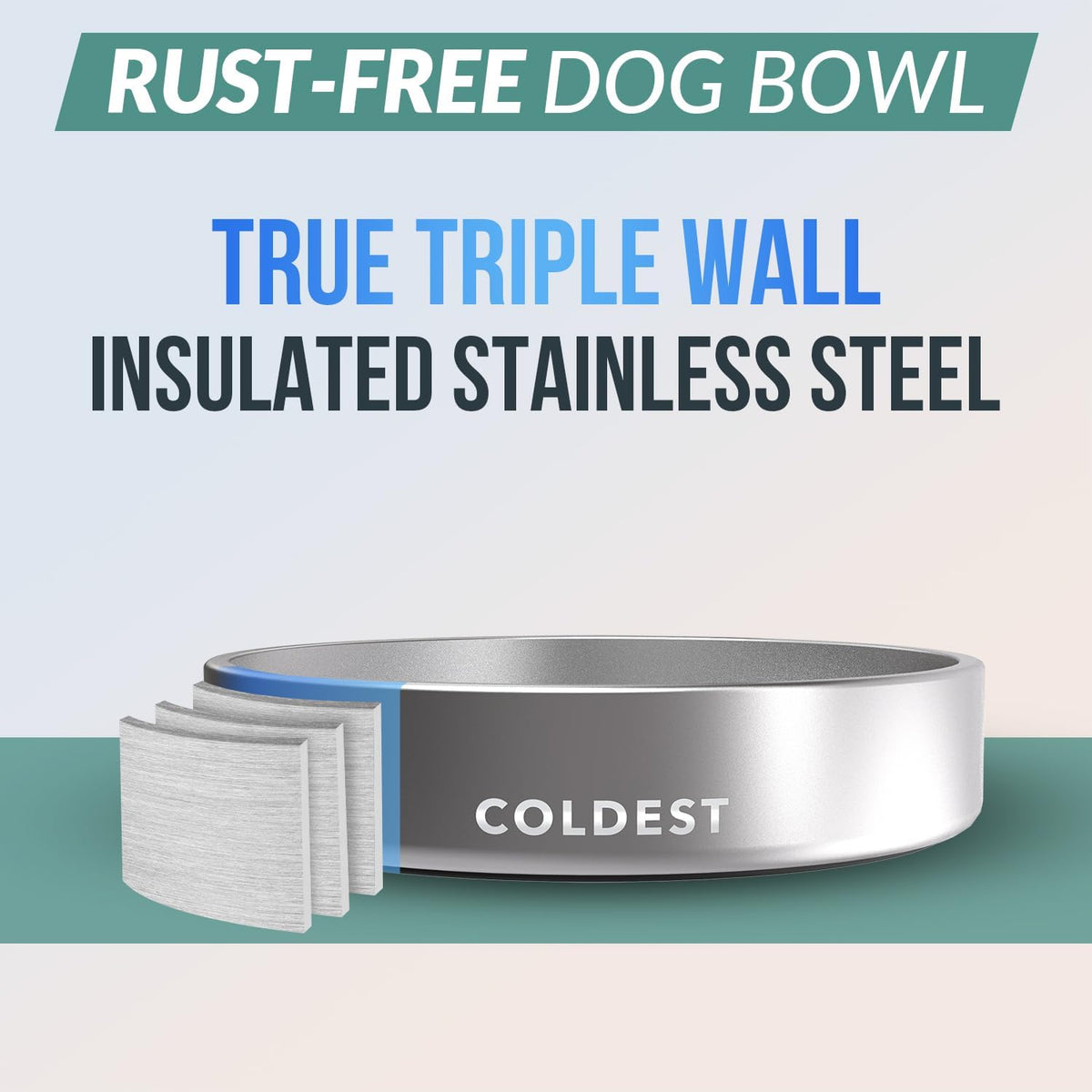 Coldest Dog Bowl - Anti Rust Metal, Non Slip, 3 Layers Insulated Stainless Steel Dog Bowls - Spill