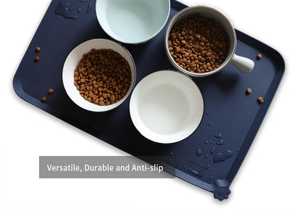 Hoki Found L Silicone Non Slip Pet Dog Cat Bowl Mats - Placemat - Waterproof Dog Cat Food Mats for