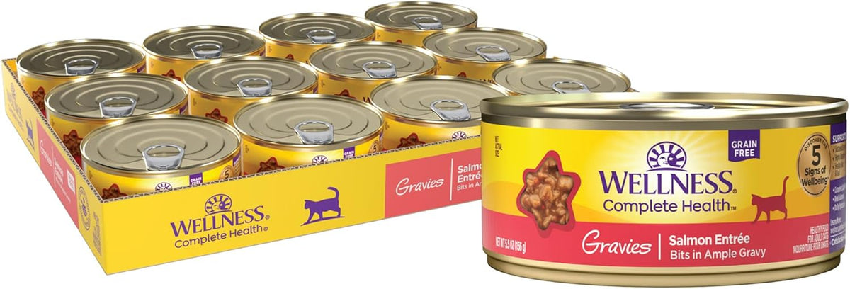 Wellness Complete Health Gravy Adult Wet Cat Food, Natural, Protein-Rich, Grain Free, 5.5 Ounce, 12