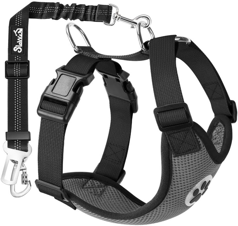 SlowTon Dog Seat Belt Harness for Car, Dog Car Harness Adjustable Mesh Breathable & Dog Seatbelt