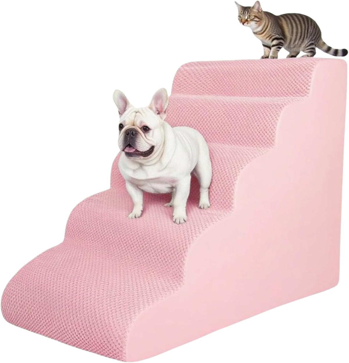 5 Step Pet Stairs Ramp for High Beds Sofas 5-30 Inch with Sturdy Non Slip Waterproof Pads, Machine