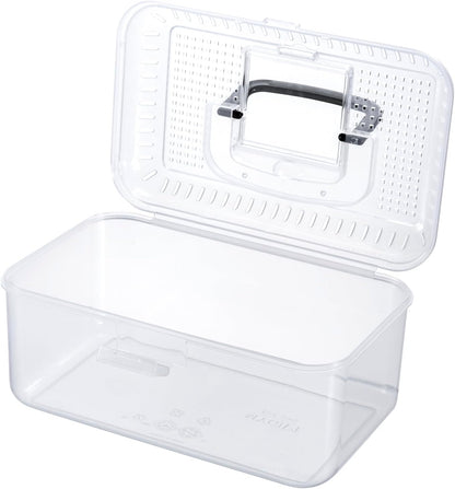MyGift 9.5 x 6 Inch Clear Portable Insect Reptile Terrarium Tank with Black Carrying Handle