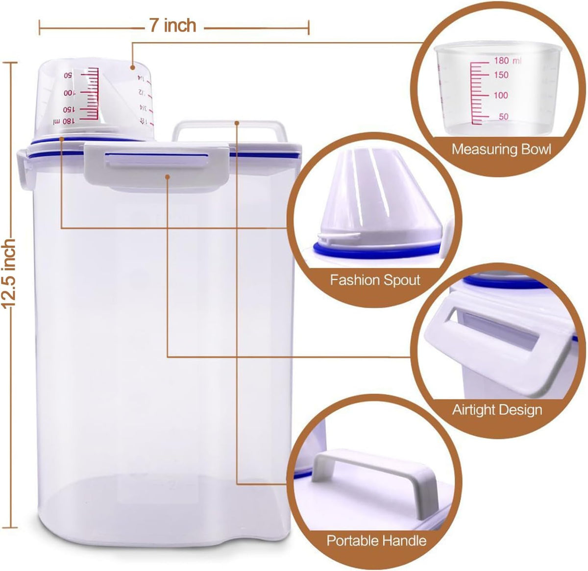 Dog Food Storage Container Small, Cat Food Storage Container Airtight Plastic Dispenser with
