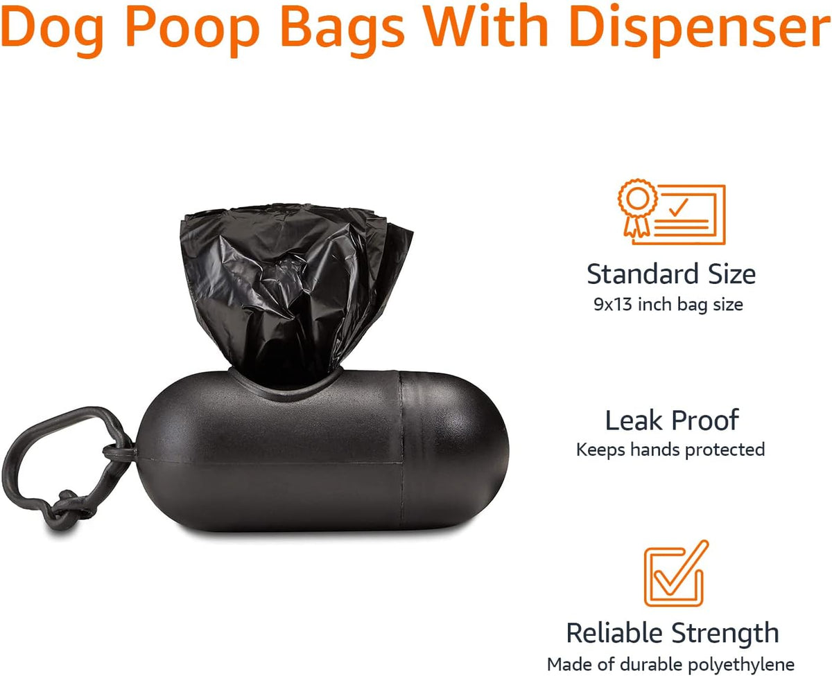 Amazon Basics Dog Poop Bags with Dispenser, 900 Count, Enhanced for Guaranteed Leakproof