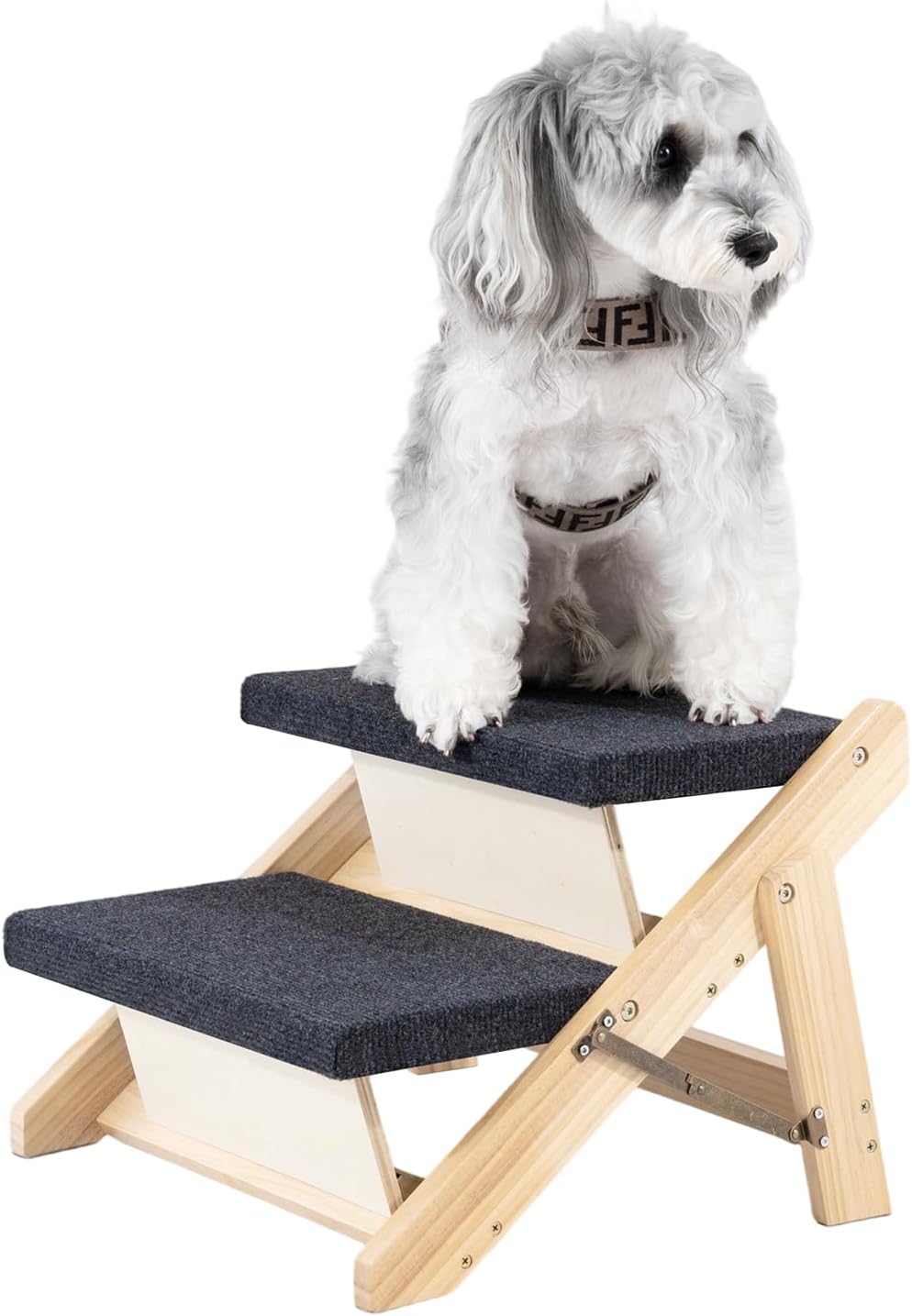 MEWANG Wood Pet Stairs & Ramp for Small/Medium Dogs and Cats, Aging Pets – 3-in-1 Foldable