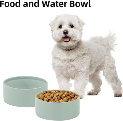 Ceramic 6.1inch Dog Bowls for Small and Medium Breed Dog Dish Pet Food and Water Bowl (Set of 2