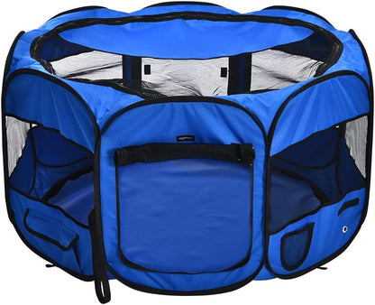 Amazon Basics Foldable Octagonal Indoor and Outdoor Portable Soft Dog Pen/Puppy Pen/Playpen, 114 cm