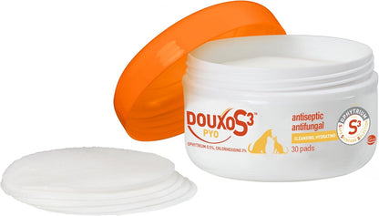 Douxo S3 Pyo Pads, Contains 3% Chlorhexidine & 0.5% Ophytrium, Antiseptic & Hydrating, For