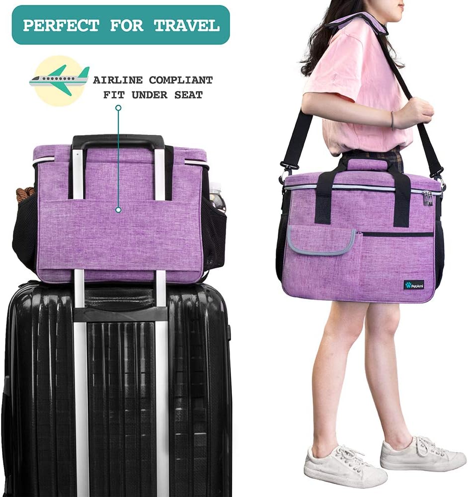 PetAmi Dog Travel Bag, Travel Pet Bag Organizer, Dog Food Travel Bag with Food Container and Bowls