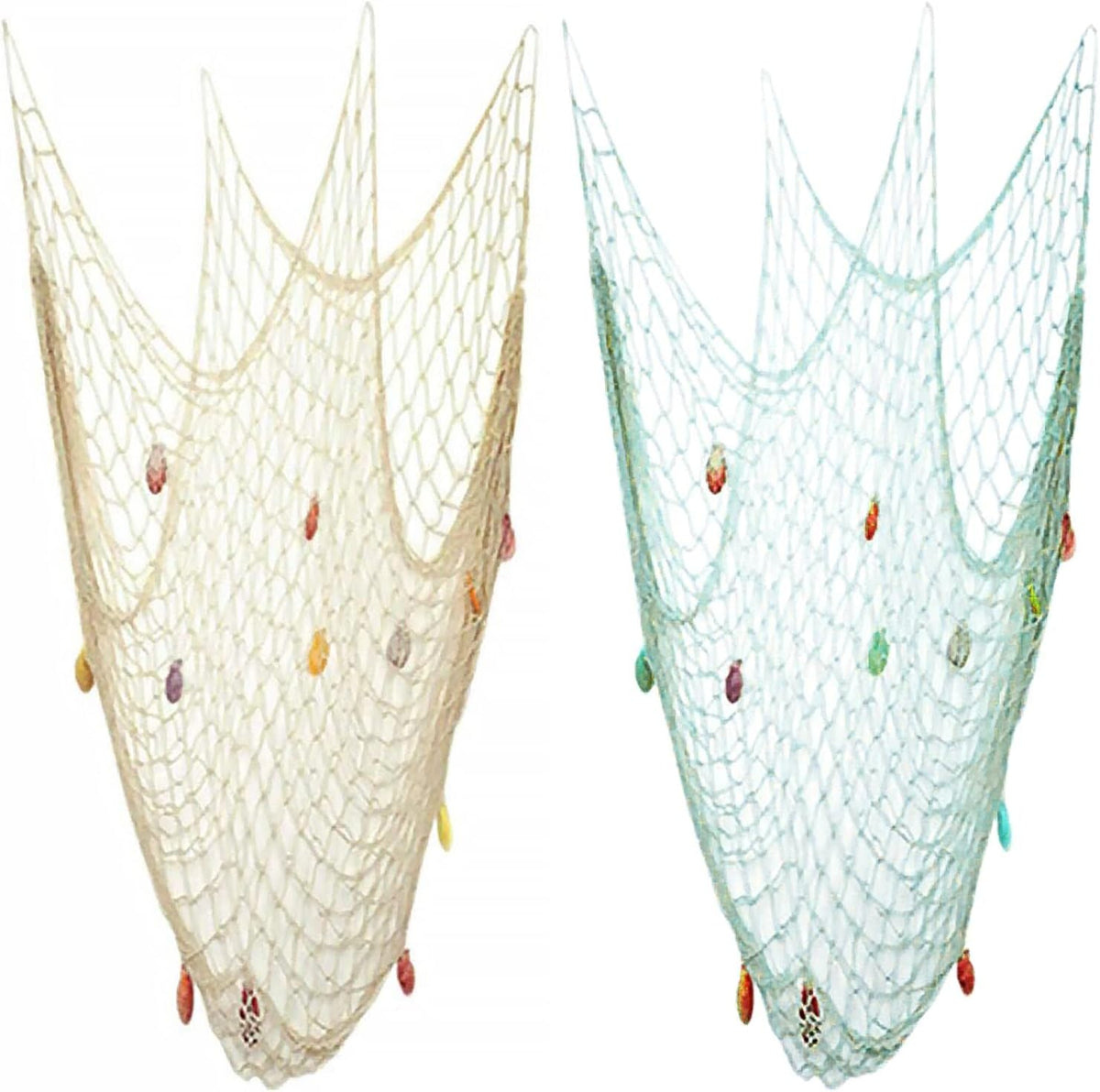 Nature Fish Net Wall Decoration with Shells, Ocean Themed Wall Hangings Fishing Net Party Decor for