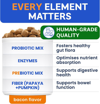Bark&Spark Vet Strength Dog Probiotics Chews & Digestive Enzymes for Allergies Itchy Skin - Dogs