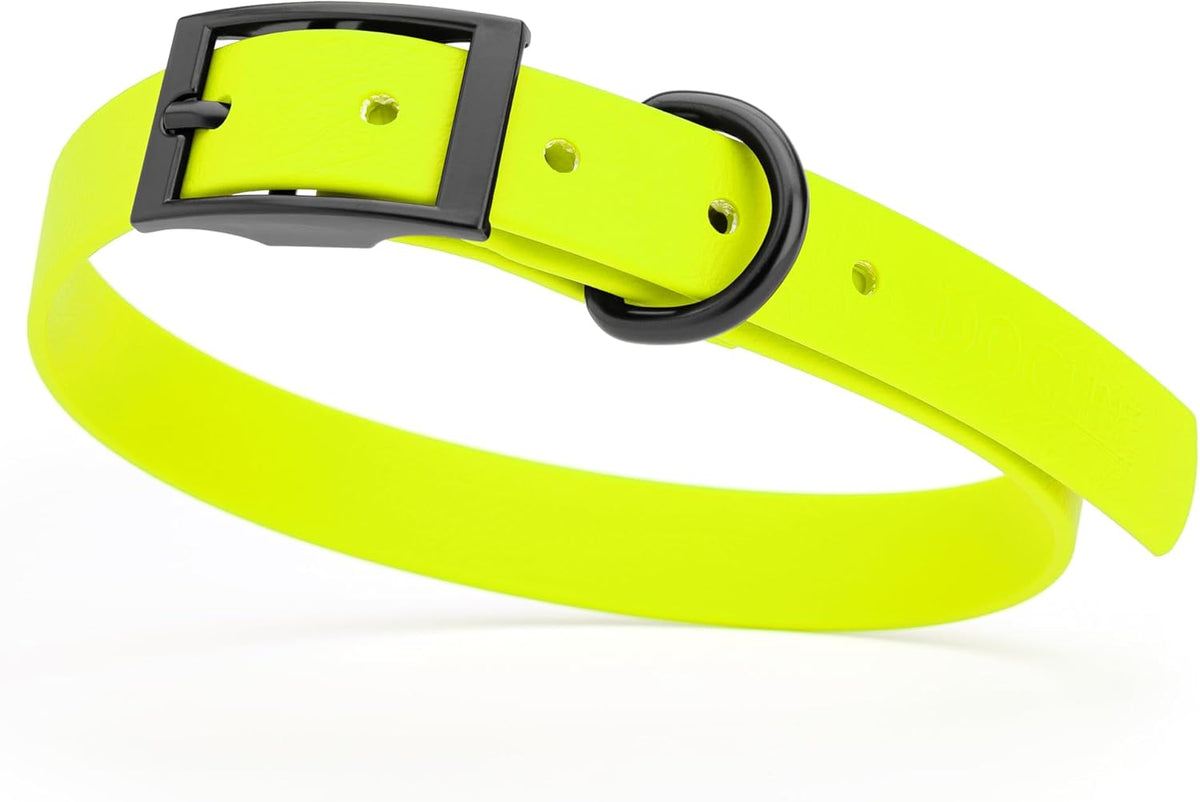 Dogline Biothane Waterproof Dog Collar Strong Coated Nylon Webbing with Black Hardware Odor- Proof