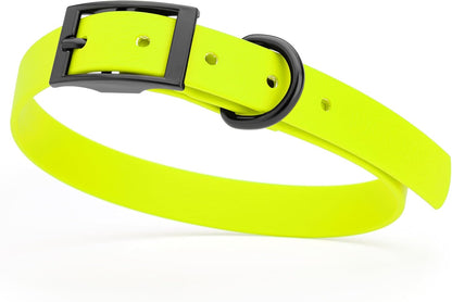 Dogline Biothane Waterproof Dog Collar Strong Coated Nylon Webbing with Black Hardware Odor- Proof