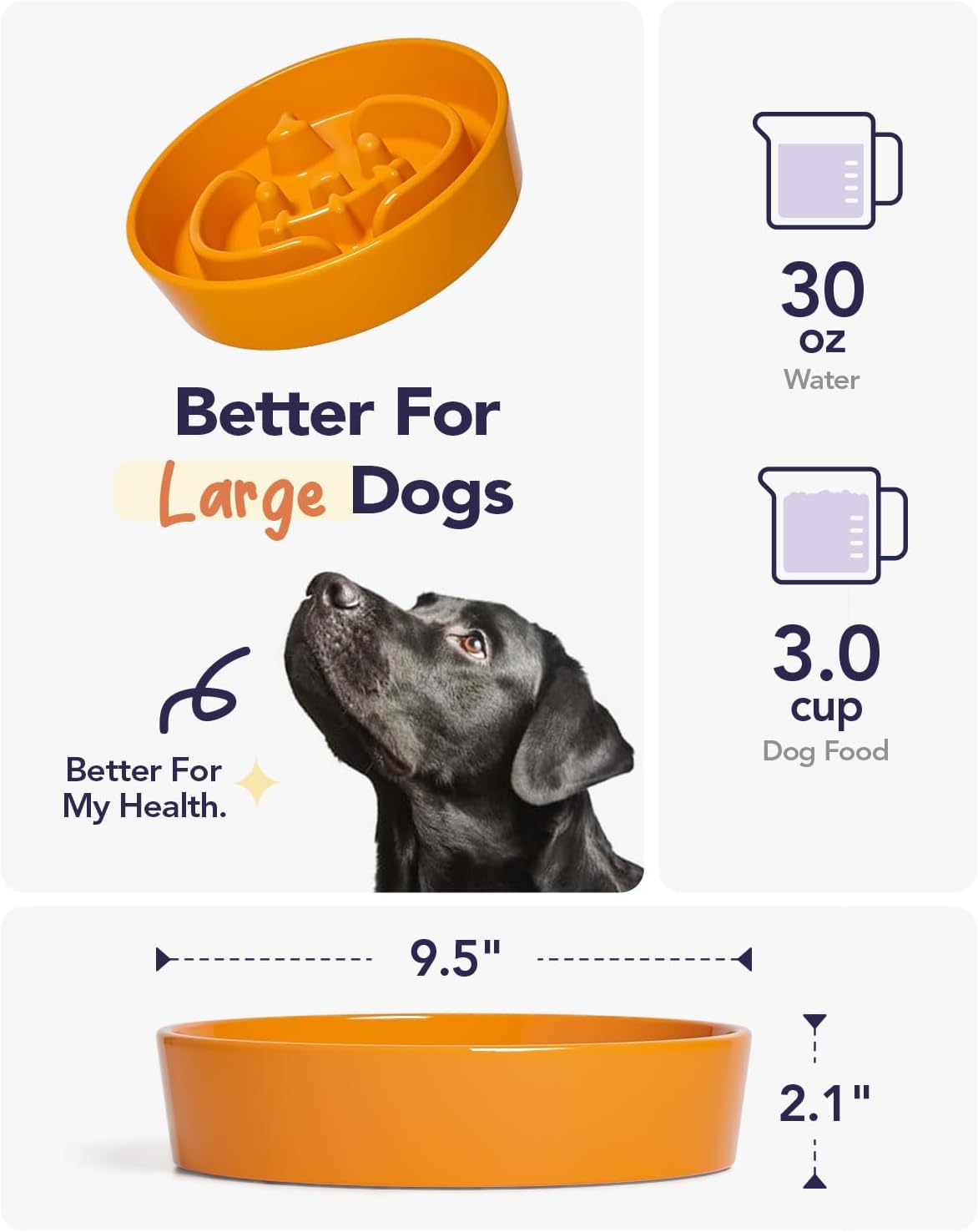 LE TAUCI Ceramic Puzzle Feeder Elevated 3 Cup with Wood Stand for Small Medium Dog & Puppy, Fast