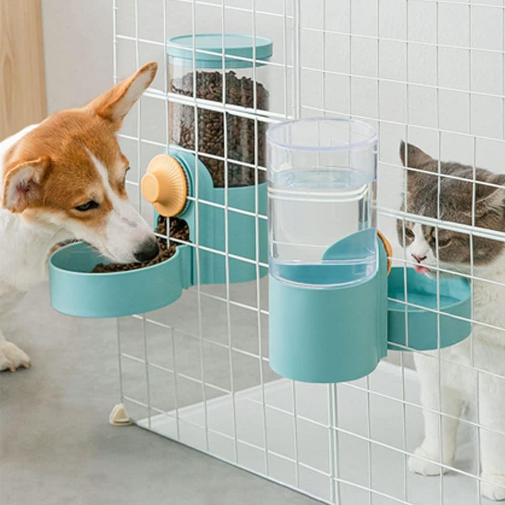 Pet Hanging Automatic Feeders Drinking Bowls 40oz, Auto Gravity Pet Feeding Water Set, Cage Pet