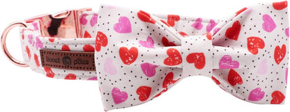 Lionet Paws Valentines Day Dog Collar with Bowtie, Dog Bowtie Collar with Metal Buckle for Dogs