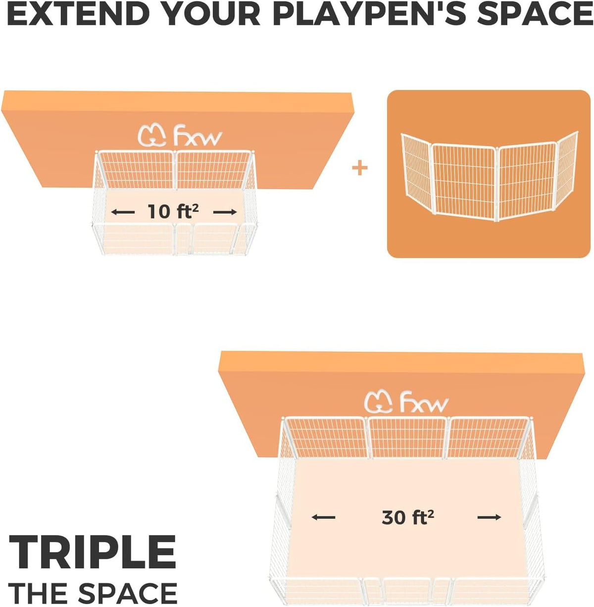 FXW Homeplus Unleashed Indoor Dog Playpen - Stress-Free and Safe Play, Heavy Duty 32 Inch 4 Wire
