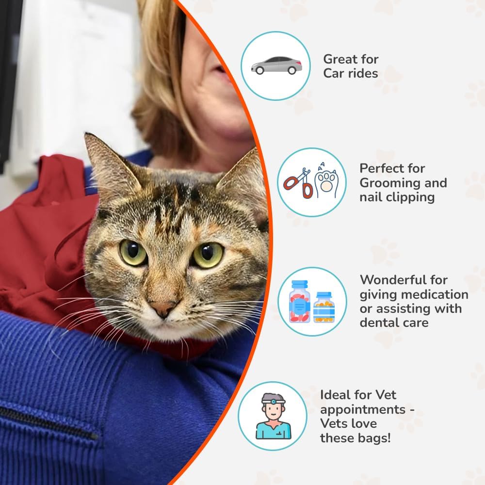 Cozy Comfort Carrier - X-Small Soft Red Cat Carrier and Cat Restraint Bag for Nail Trimming, Vet
