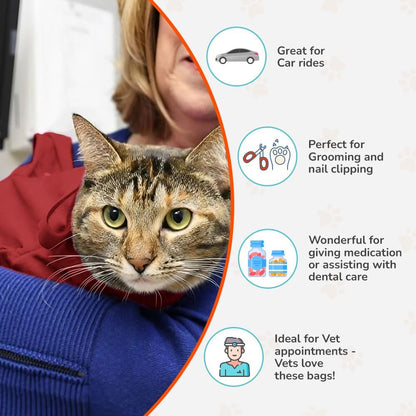 Cozy Comfort Carrier - X-Small Soft Red Cat Carrier and Cat Restraint Bag for Nail Trimming, Vet