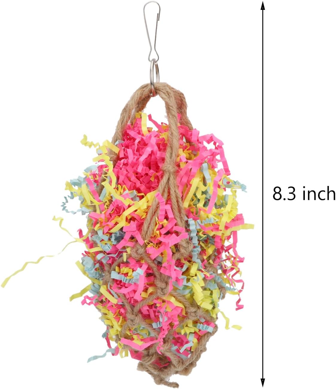 Bird Jute Paper Strips Parrot Mesh Bag Hanging Chewing Toy for Parakeet Cockatiel Conure Cockatoo
