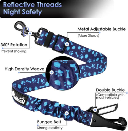 SlowTon Dog Seat Belt, Adjustable Dog Safety Belt Leash, 2 in 1 Latch Bar Attachment Dogs Car
