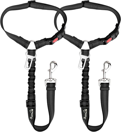 SlowTon Dog Seat Belt for Car, 2 Pack Dog Car Harness Seatbelt Adjustable with Elastic Bungee
