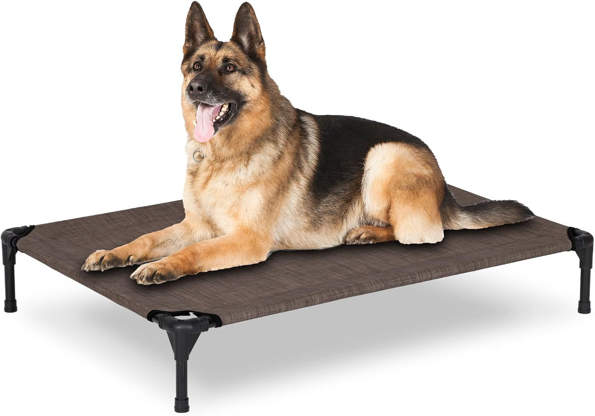 Elevated Dog Bed for Outdoor, Large Raised Dog Cot with Washable Mesh, Cooling Pet Cot Chew Proof